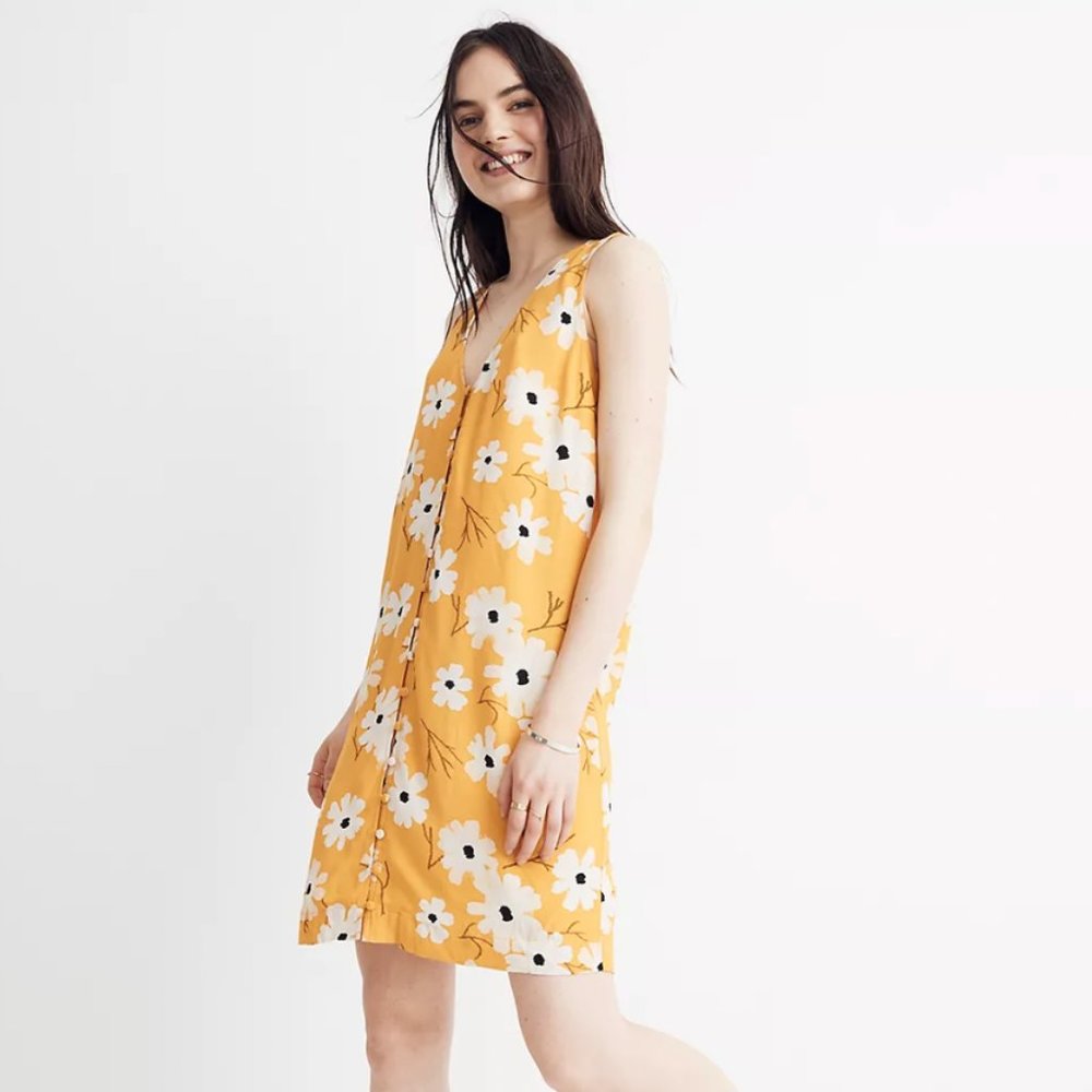 Heather Button-Front Dress in Ikat Floral (Madewell)